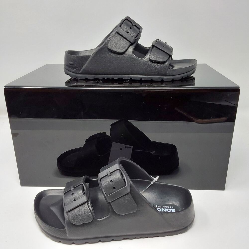 Sonoma Kids Double Buckle Slide Sandals Black EVA Comfort Slides Size 11/12
